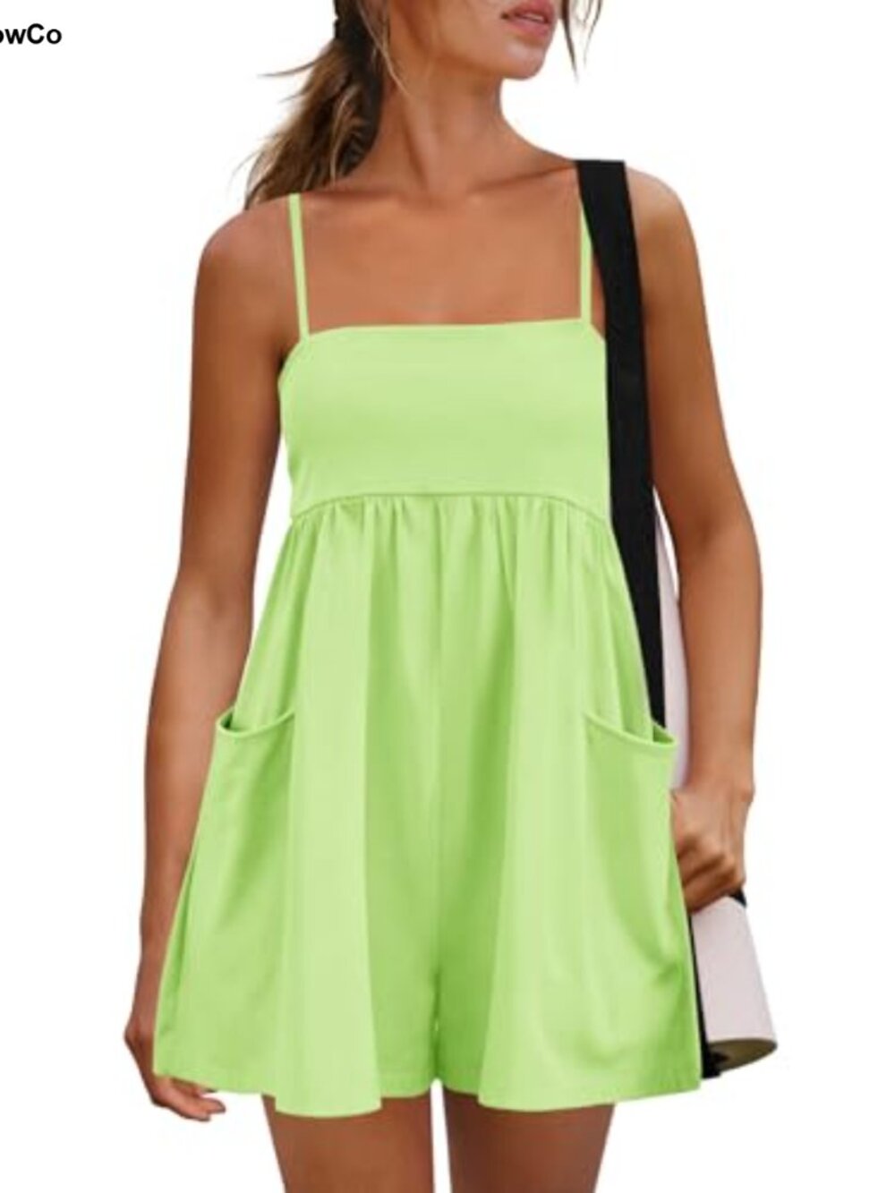 Womens Sleeveless Romper with Spaghetti Strap Wide Leg Summer